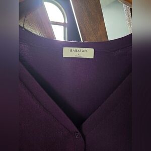 Babaton Deep Purple V-Neck Cardigan- L